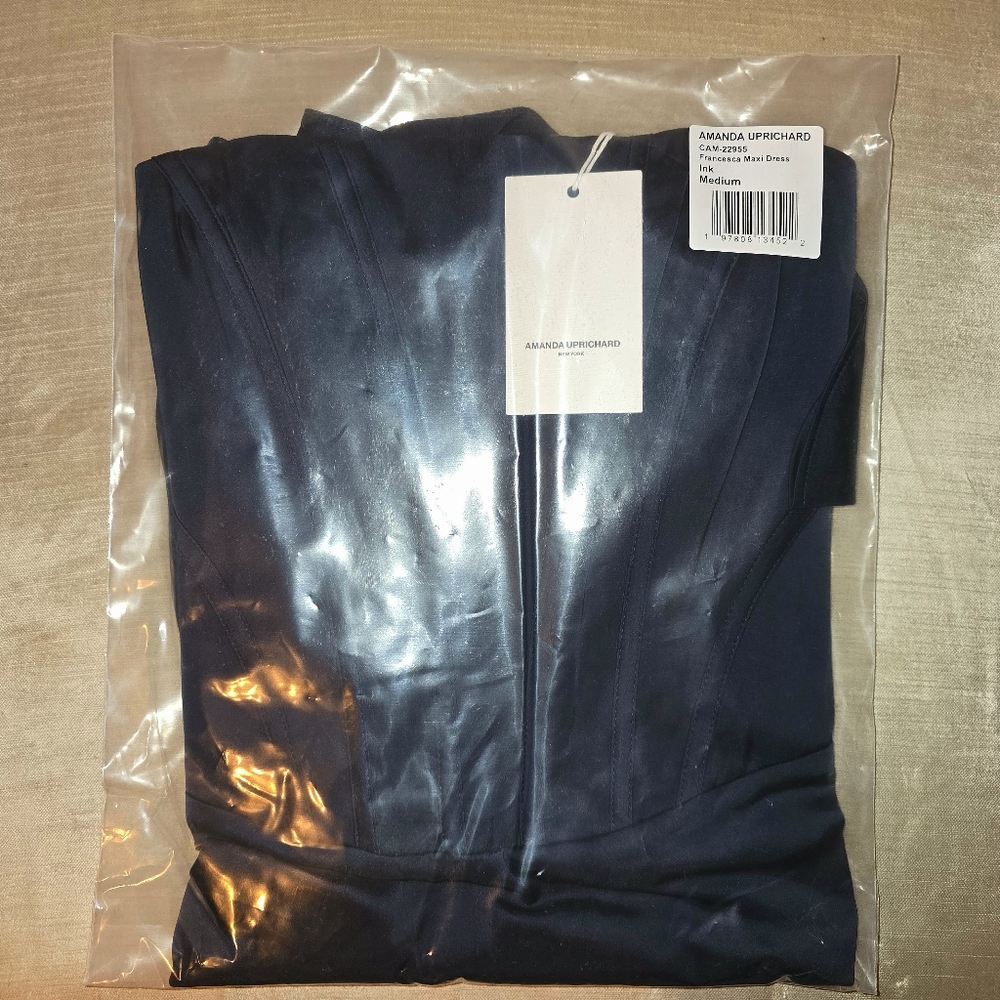 NWT Amanda Uprichard Strapless Francesca Corset Slit Maxi Gown in Navy - Sz Med - Picture 9 of 10